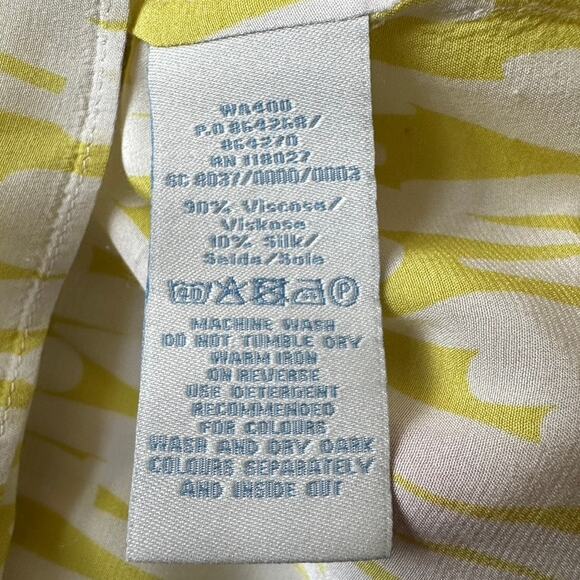 Boden Amalfi Silk Blend Blouse V-neck Sz4 Long Sleeve Ruffle Collar Yellow - Picture 11 of 12